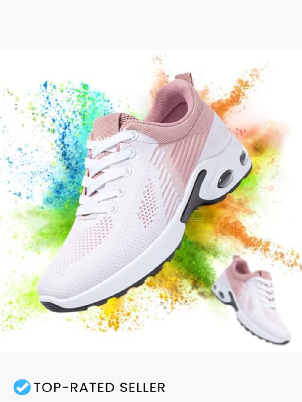 Lightweight Mesh Walking Shoes Cushioned Comfort Lace Up Fashion Sneakers - Picture 6 of 7